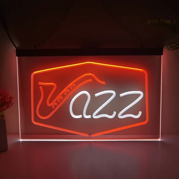 Джаз-бар Живая музыка Паб-клуб 2-цветной дисплей Светодиодная неоновая вывеска Домашний декор Новогодняя стена Свадебная спальня 3D ночник