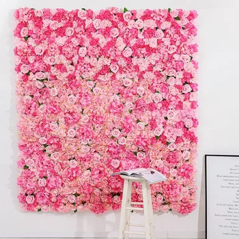 Оформление свадебного фона размером 40 * 60 см с рядом листьев розы, Свадебная сцена, свадебный искусственный фон, Цветочная стена