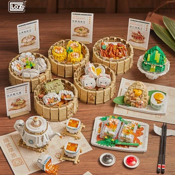 Строительный блок LOZ MINI, китайский Утренний чай, наборы для творчества, Традиционный орнамент Zongzi, Кирпичи, Рождественские игрушки, Подарки для детей и мальчиков