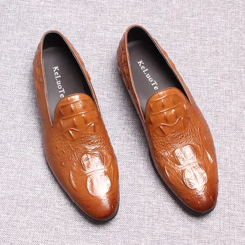 Мужские лоферы с рисунком крокодиловой кожи, натуральная кожа, черно-коричневые мужские деловые туфли-оксфорды ручной работы без застежки