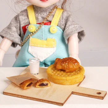 1 комплект 1: 12 Миниатюрный кукольный домик, Фаст-фуд, паста из молочных бобов, наполнитель Тайяки с подносом, Модель декора для кухонного завтрака, Игрушка