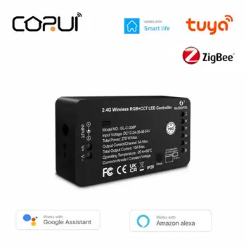 CORUI Tuya Smart Zigbee 3.0 Контроллер Светодиодной Ленты RGBCCT Pro Работает Со SmartThings Google Home Alexa Smart Life RF Пульт Дистанционного Управления