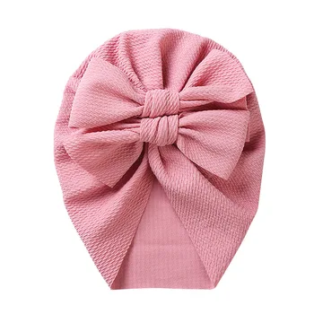 Новая однотонная мягкая эластичная детская шапочка Весна-лето, шапочки-тюрбаны для новорожденных, милые бантики, шапочка-капор для девочки