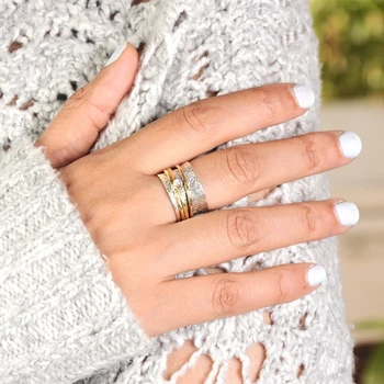 Модные кольца из натурального камня серебристого цвета в стиле ретро Персонализированные аксессуары Подарки на Годовщину свадьбы