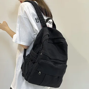 Школьная сумка для девочек, Новый модный студенческий винтажный женский рюкзак, холщовая женская сумка для ноутбука, дорожный женский рюкзак Kawaii
