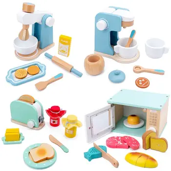 Детская деревянная кухонная игрушка для ролевых игр в виде домика, головоломка для раннего обучения Монтессори, серия кухонных наборов Baby Fun Toy в подарок