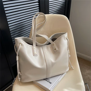 Женские кожаные сумки через плечо большой вместимости, роскошные брендовые трендовые сумки, повседневные сумки-тоут, модная сумка с верхней ручкой