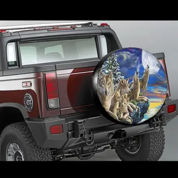 3D чехол для запасного колеса с изображением животного-волка, водонепроницаемый Пылезащитный чехол для шин Sun Wheel для, прицепа, внедорожника, Аниме Чехол для шин