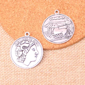 28шт металлический шарм из античного сплава, подвеска в виде тибетской серебряной монеты, подходит для изготовления ювелирных изделий 28 мм