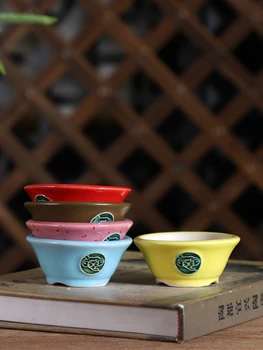 Керамический красочный квадратный горшок для бонсай Цветочные суккуленты маленькая ваза для садового столика украшение дома