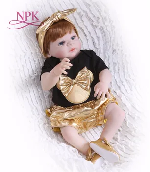 NPK 56 см Силиконовая Кукла-Реборн Для Всего Тела В Реальной Жизни золотая Принцесса Baby Doll Для Подарка На День Защиты Детей Kid Xmas gif водонепроницаемый