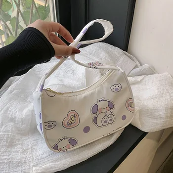 Японская маленькая нейлоновая сумка Harajuku, женские сумки через плечо с мультяшным принтом Kawaii, мини-багетная сумка, Модные кошельки и сумки Bolsos