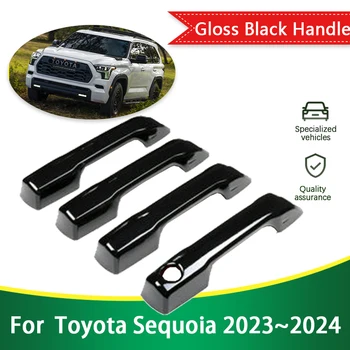 для Toyota Sequoia XK80 2023 2024 Глянцевый Черный Чехол Для Наружной Дверной Ручки Креативные Наклейки Отделка Автомобиля Защитные Аксессуары Гаджет