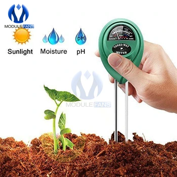 Измеритель PH почвы, воды, влажности, света 3 в 1, Цифровой анализатор, Тестовый детектор для садовых растений, Гидропонный Садовый инструмент