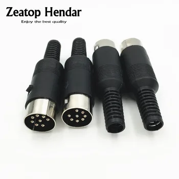 20шт 8-контактный DIN-штекерный разъем с черной пластиковой ручкой, адаптер DIY
