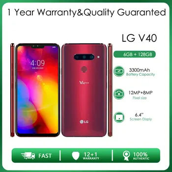Оригинальный LG V40 С Двумя SIM-картами V405EBW Разблокированный Восстановленный Мобильный Телефон 16MP 6GB RAM 128GB ROM GSM Хорошего Качества Бесплатная Доставка