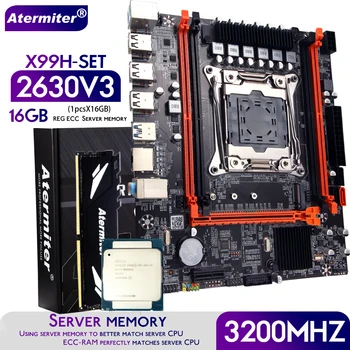 Материнская плата Atermiter D4 DDR4 В комплекте с процессором Xeon E5 2630 V3 LGA2011-3 1шт X 16 ГБ = 16 ГБ 3200 МГц DDR4 PC4 Memory REG ECC RAM