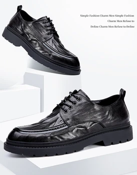 Модные деловые туфли из натуральной кожи, свадебные мужские повседневные мягкие туфли Martin, удобная обувь на шнуровке