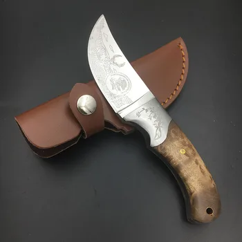 Высококачественные охотничьи ножи с фиксированным лезвием, деревянная ручка для выживания в кемпинге, тактический Североамериканский прямой нож