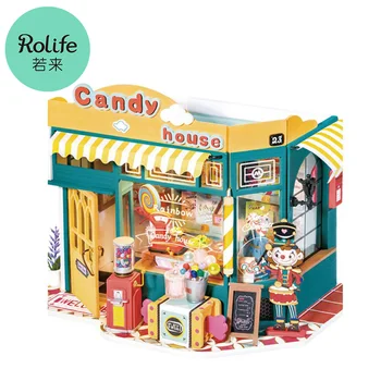 Rolife DIY Наборы моделей мини-кукольного домика DIY Кукольный Домик Rainbow Candy House Детский Миниатюрный Фантазийный Кукольный Домик Деревянный Набор Игрушек DG158