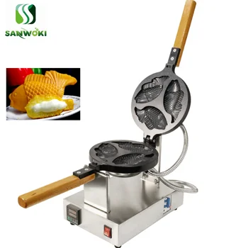 Цифровая вафельная машина в форме рыбы из 3шт, машина для приготовления тайяки с кремом, машина для выпечки рыбного торта с антипригарным покрытием, вафельница
