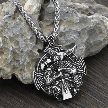 мужские украшения викингов Тор с молотом мьельнир ожерелье с крестом ворона с подарочным пакетом vlknut