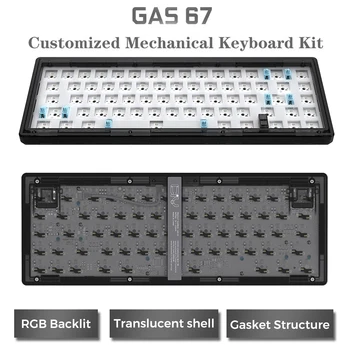 Комплект механической клавиатуры с горячей заменой GAS67, прозрачная структура прокладки корпуса, печатная плата Type-C с проводной RGB Symphony подсветкой