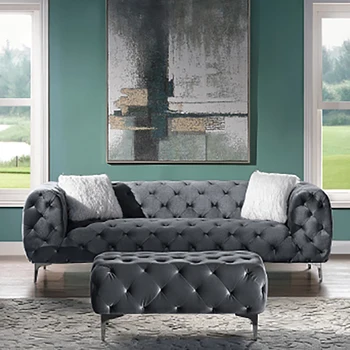 Серый Элегантный Бархатный диван для гостиной Lazy, 4 предмета, Европейский диванчик для двоих, кресло, 3-местный диван Для интерьера
