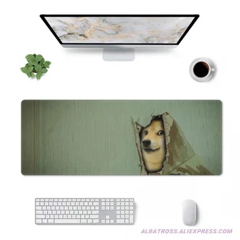 Игровой коврик для мыши Doge Memes с резиновыми прошитыми краями, коврик для мыши 31,5 