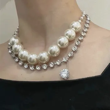 2023 Новая мода Модный Преувеличенный Дизайн двухслойного ожерелья с жемчужной цепочкой для женщин Свадебные Подарки Воротник Женские Аксессуары
