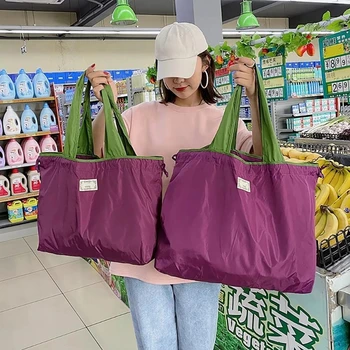Многоразовые сумки для покупок для женщин, сумка-тоут для продуктов, складная сумка на шнурке из ткани Оксфорд, сумка для продуктов, сумка для хранения покупок